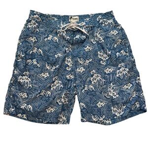 ☀️Men’s Ocean Wave Print Swim Shorts - Size Large